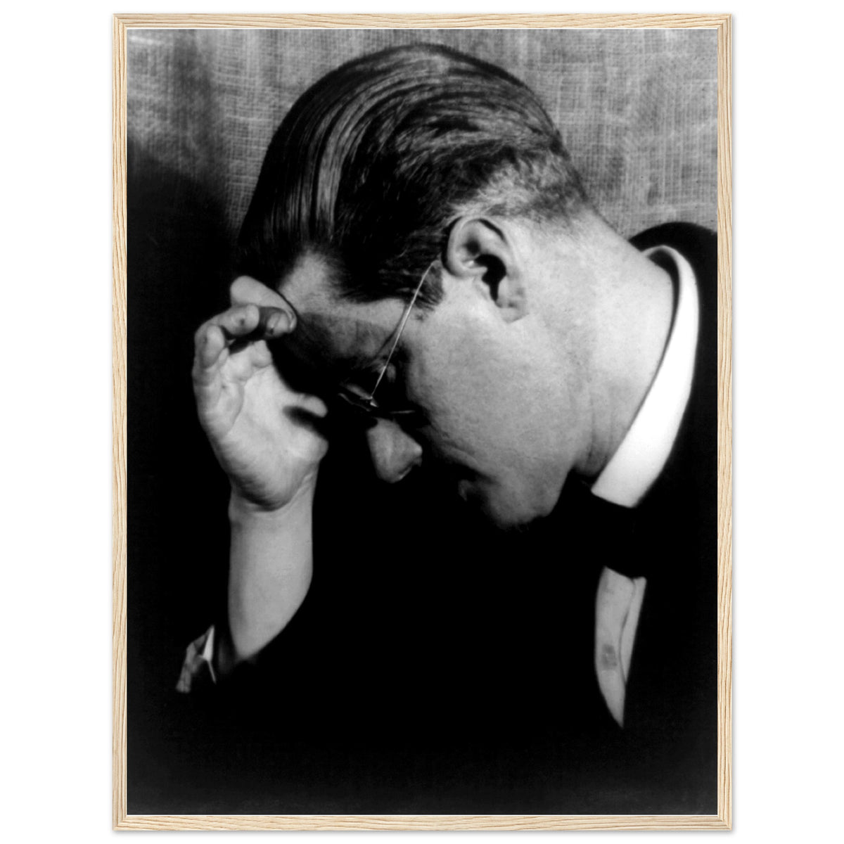 James Joyce black and white photographic print in a light oak frame