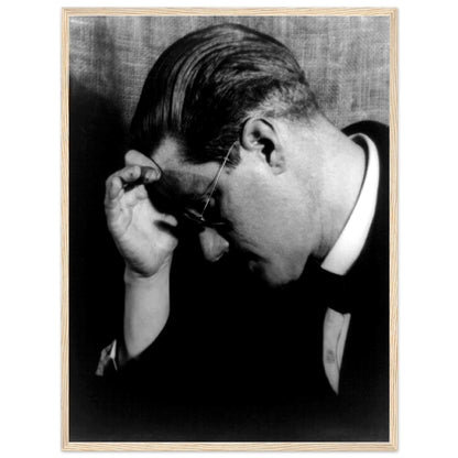 James Joyce black and white photographic print in a light oak frame
