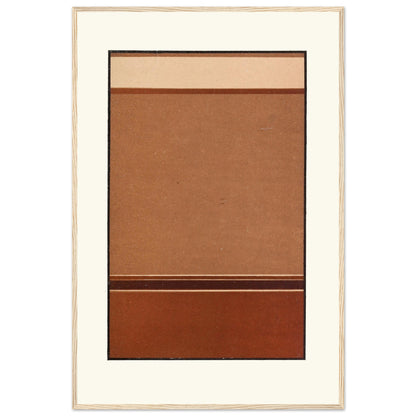 Framed abstract art piece on a wall above a wooden console table in a living room.