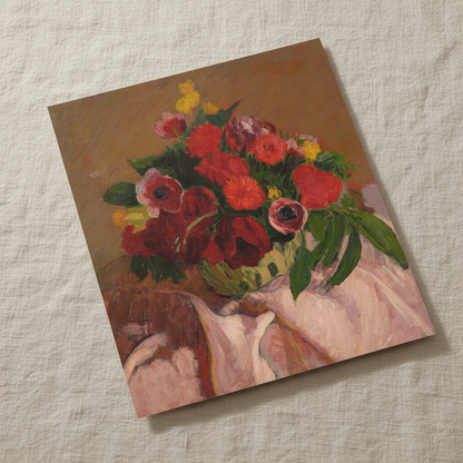 Mixed Flowers on Pink Cloth by Roderic O'Conor unframed print on textured linen