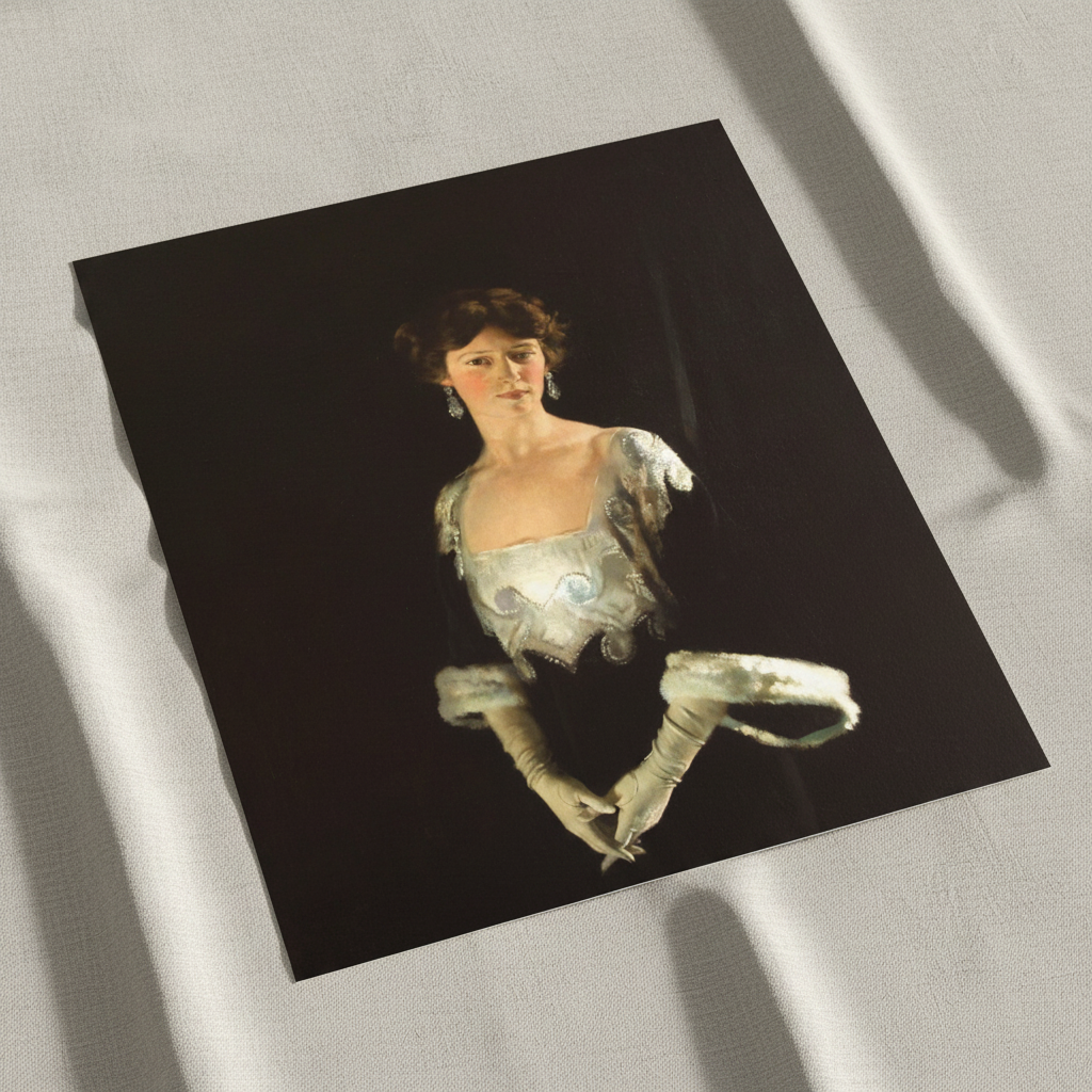 Rose, Marchioness of Headfort by William Orpen, unframed print lying on white linen