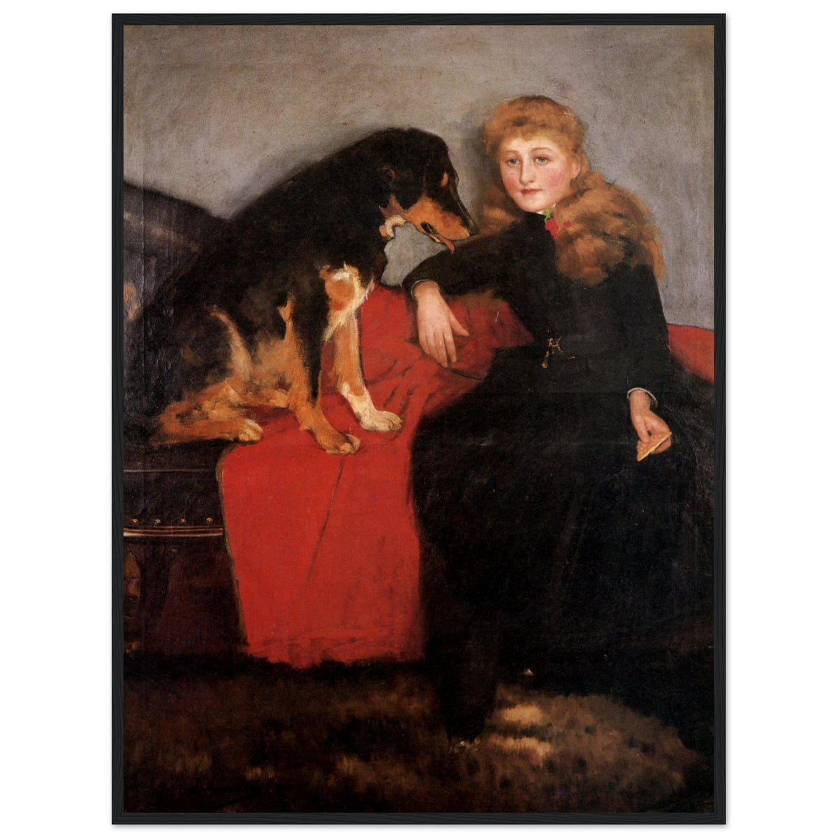 Miss Eva Fulton by Sir John Lavery in a slim black frame, full front view