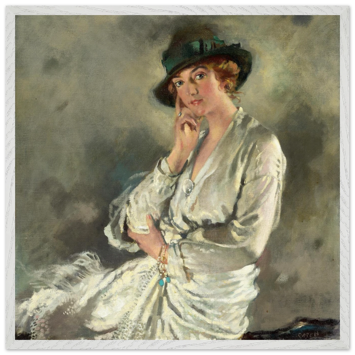 Mrs Charles S. Carstairs by William Orpen in a silver-white frame, full-bleed