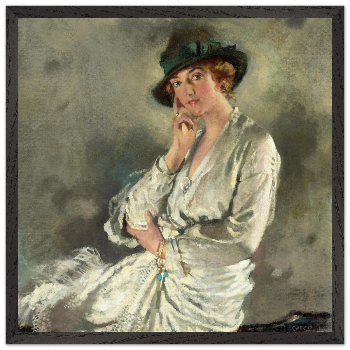Mrs Charles S. Carstairs by William Orpen in a slim black frame, full-bleed
