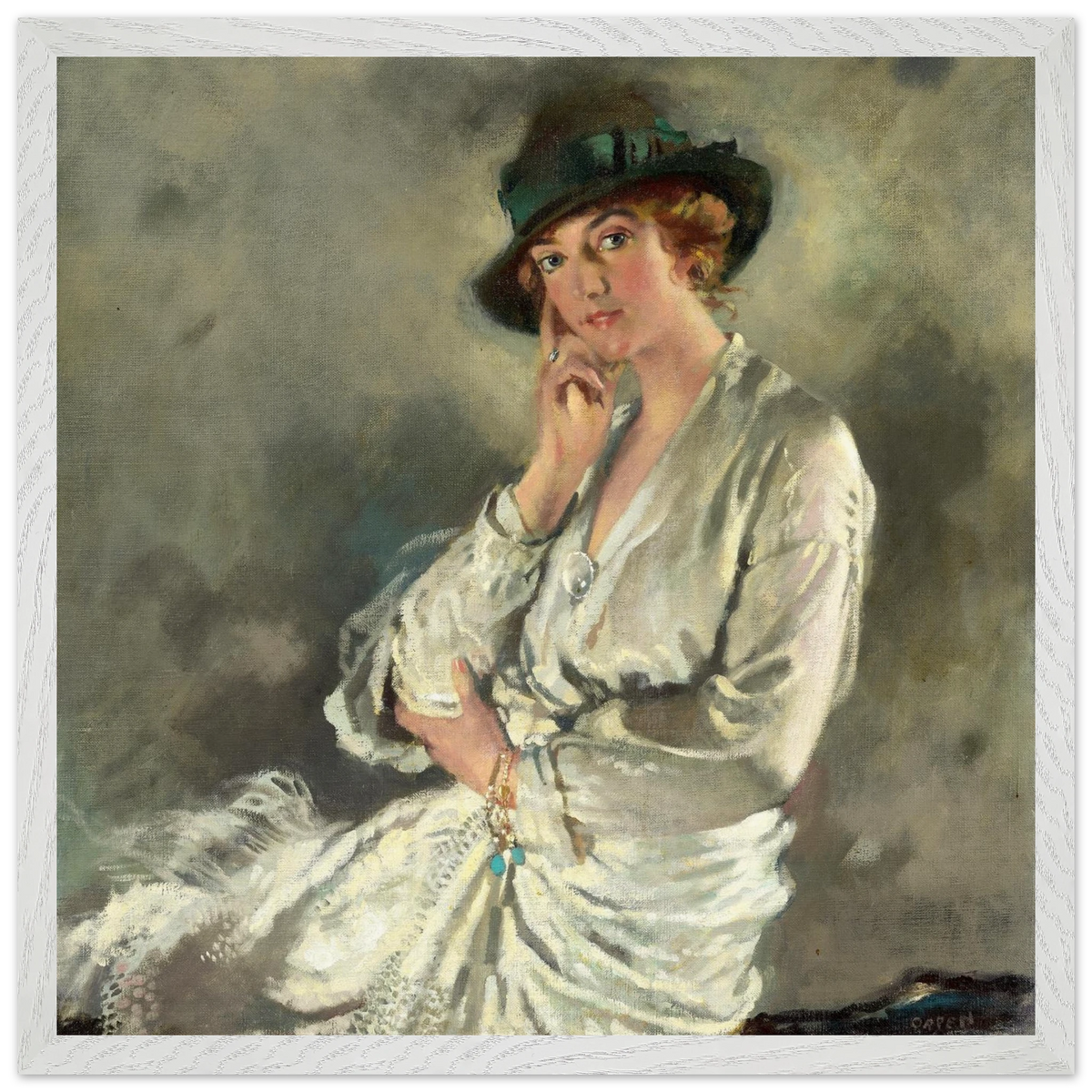 Mrs Charles S. Carstairs by William Orpen in a white frame with a white border