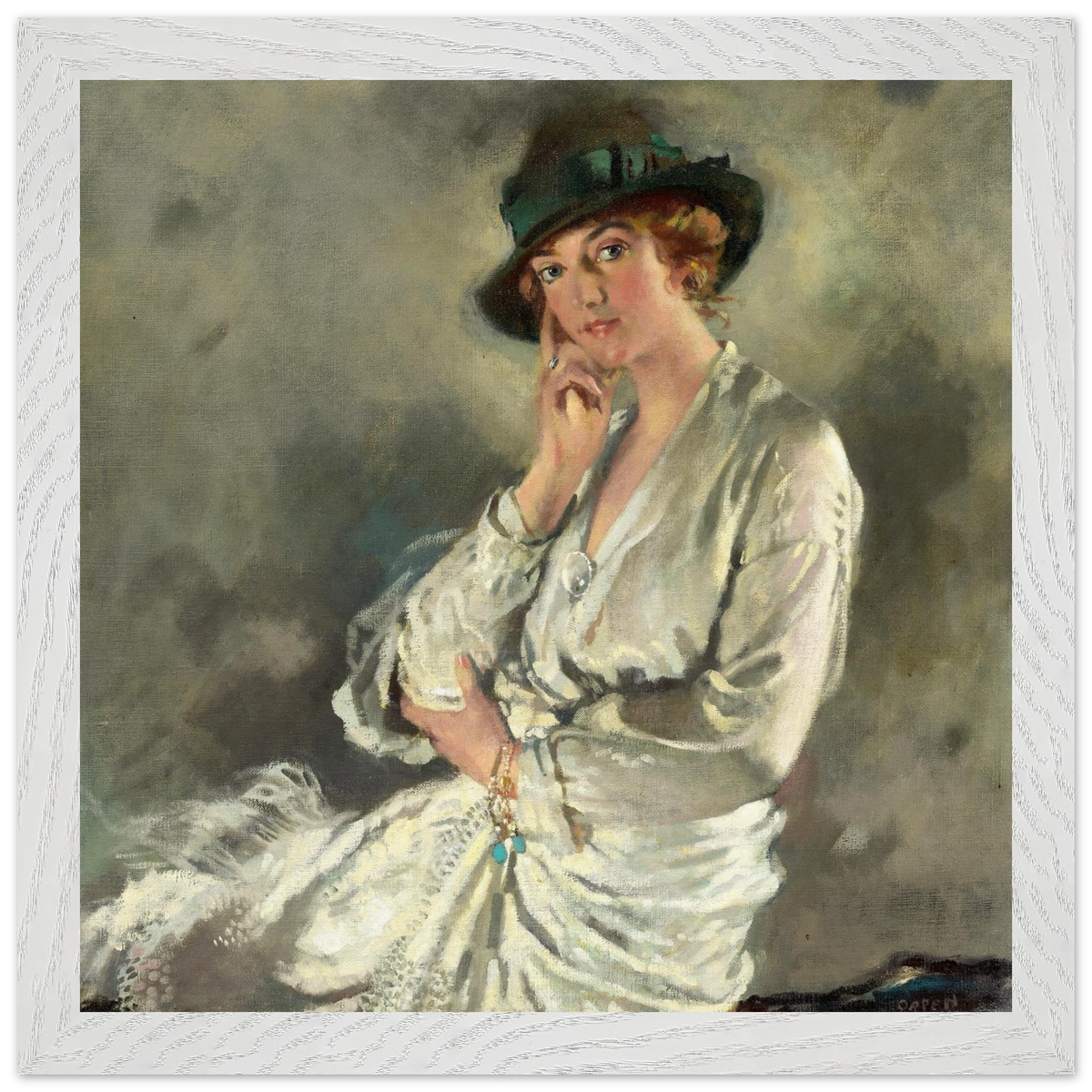 Mrs Charles S. Carstairs by William Orpen in a white wooden frame