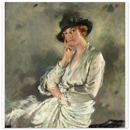 Mrs Charles S. Carstairs by William Orpen, unframed portrait print with hand to chin