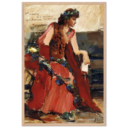 Mrs Langtry as a Bacchante by John Lavery in a slim white frame