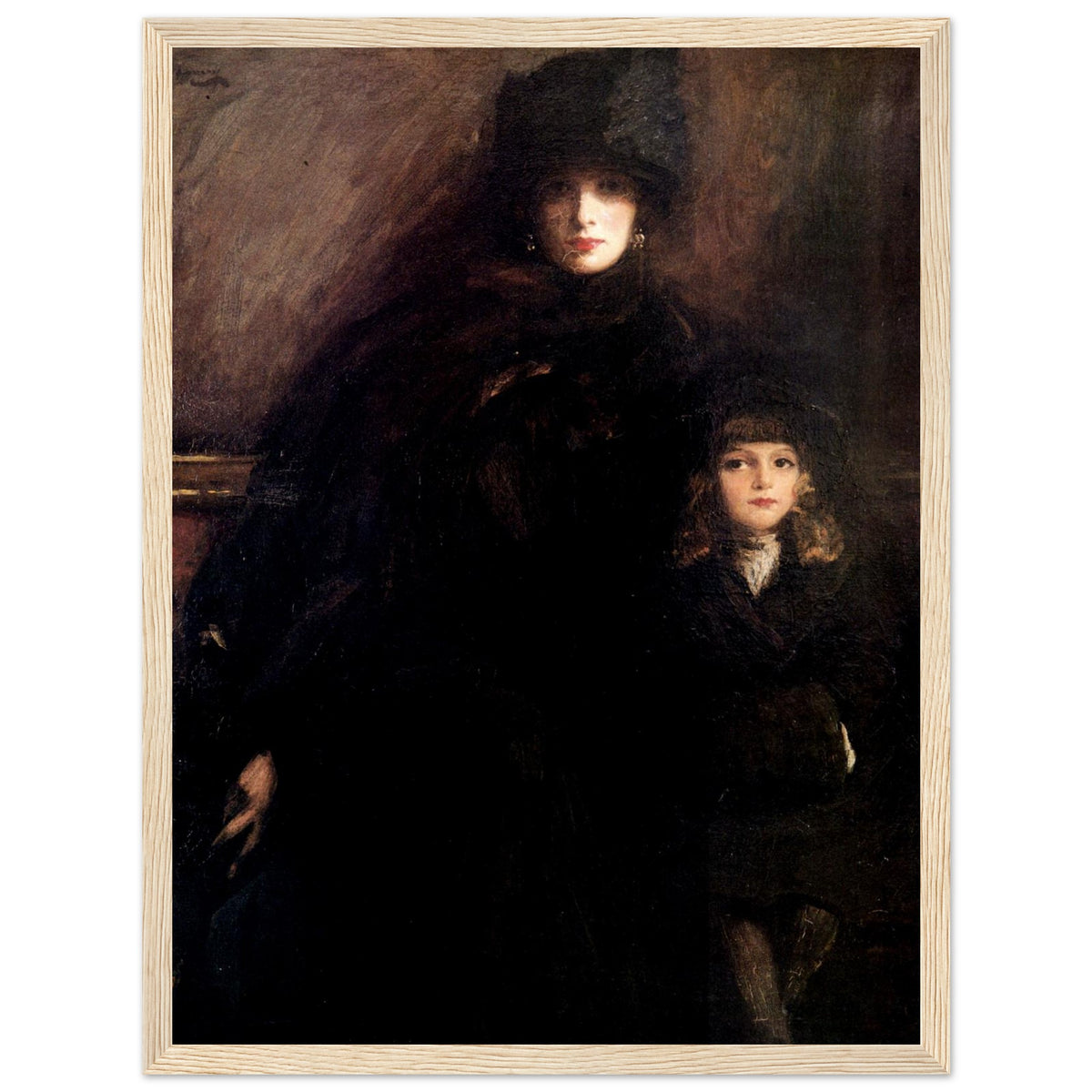 Mrs Lavery and Alice by Sir John Lavery in a light oak frame with a white mount