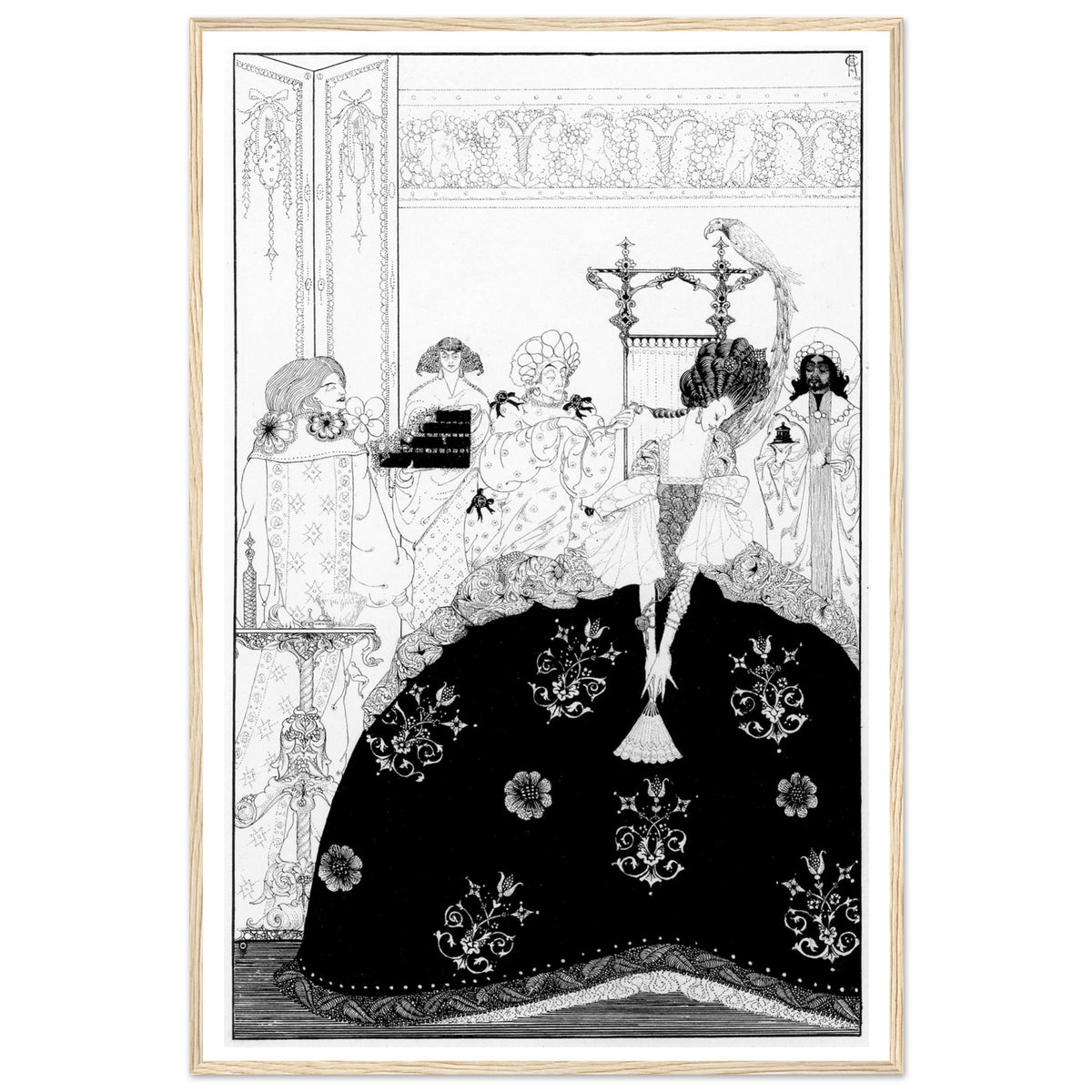 Now Awful Beauty Puts on All Its Arms illustration framed in natural oak, straight-on view