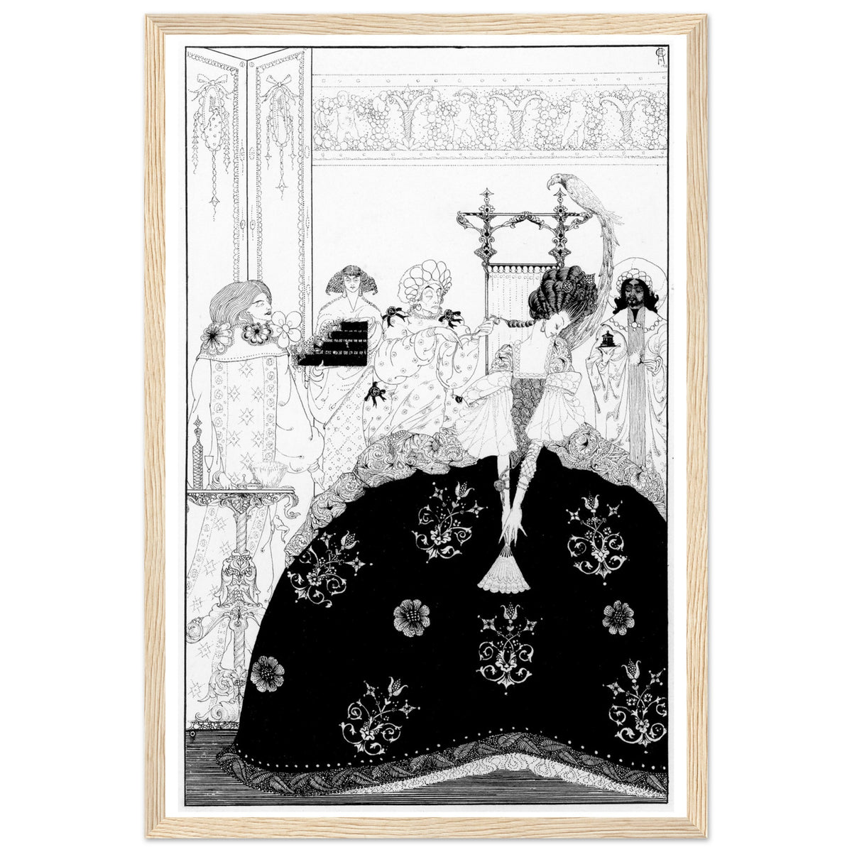 Now Awful Beauty Puts on All Its Arms illustration, framed print in a natural oak frame