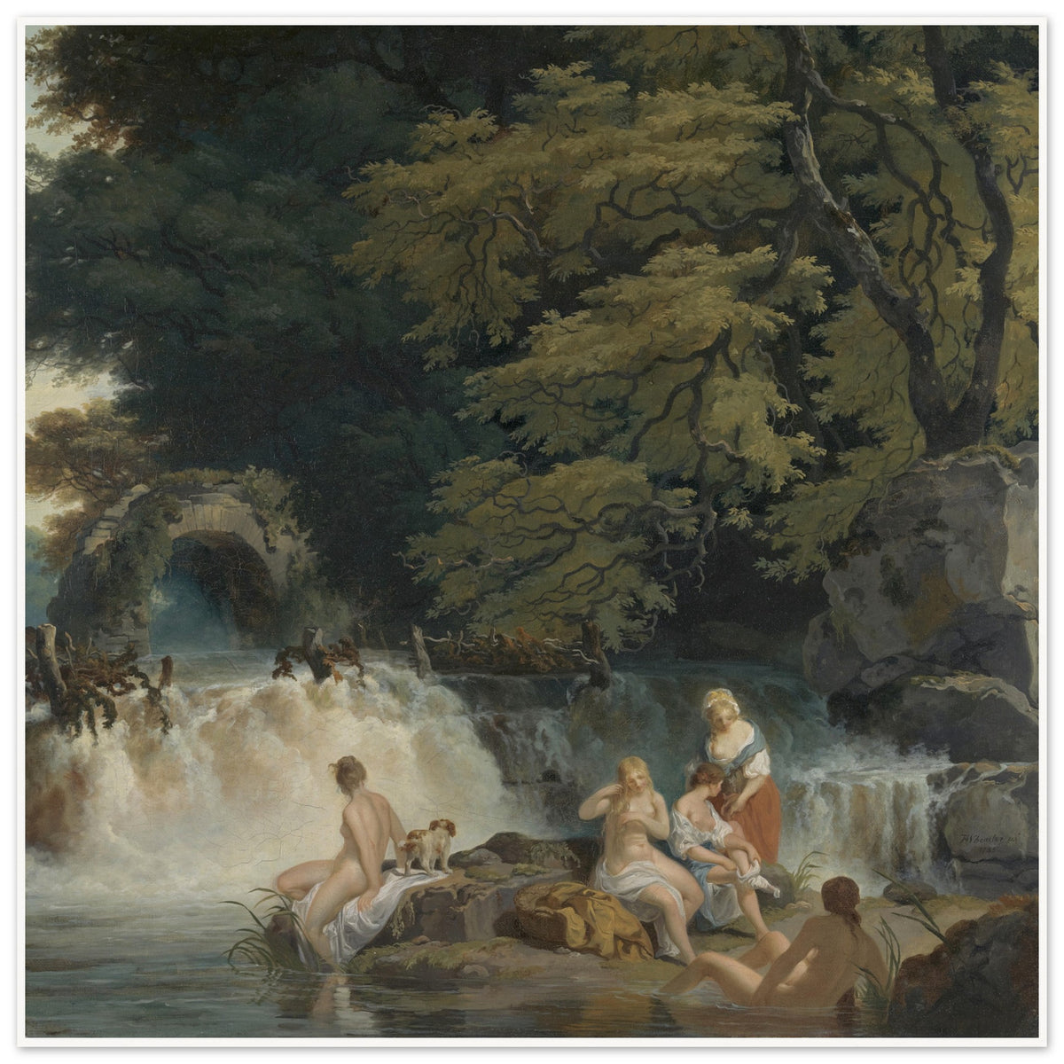 Nymphs Bathing, Salmon Leap at Leixlip, 1783, unframed version, full artwork visible