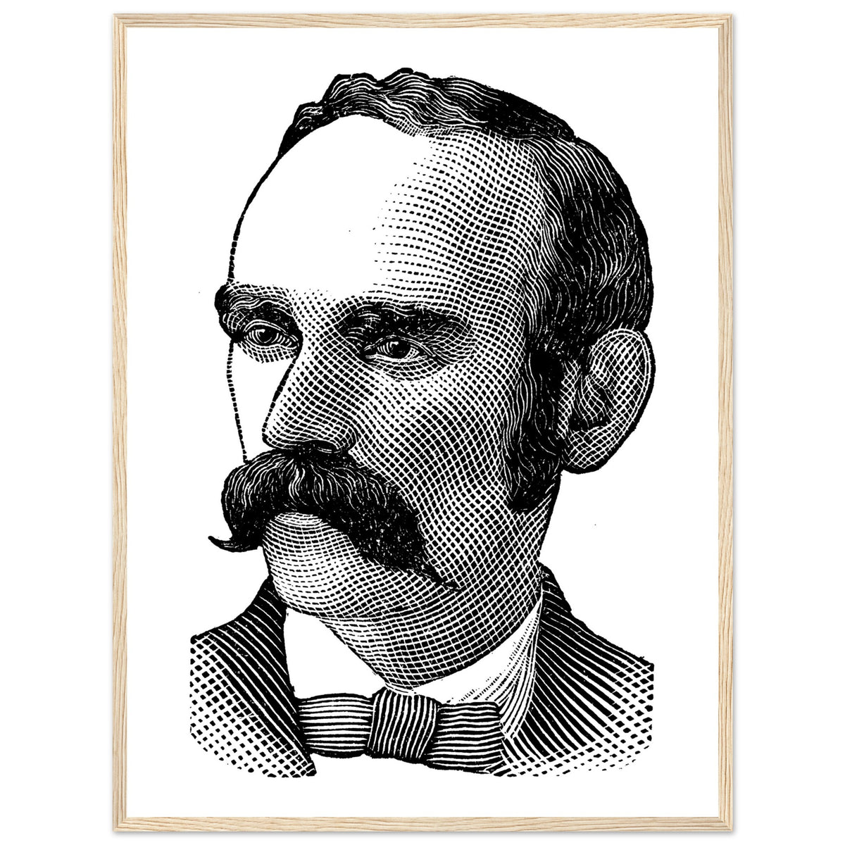 Oak-framed Michael Davitt portrait print, front view of the Irish land reformer