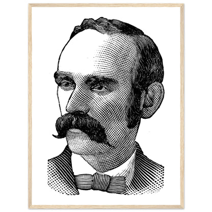 Oak-framed Michael Davitt portrait print, front view of the Irish land reformer