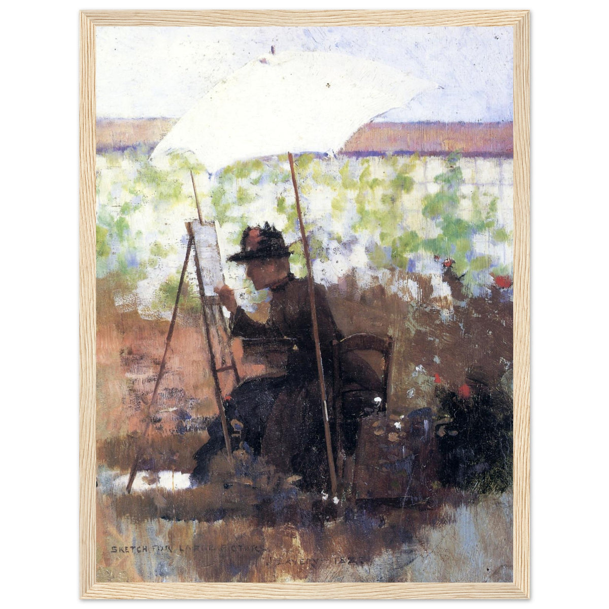 Oak framed print of Sketch for A Pupil of Mine by Sir John Lavery
