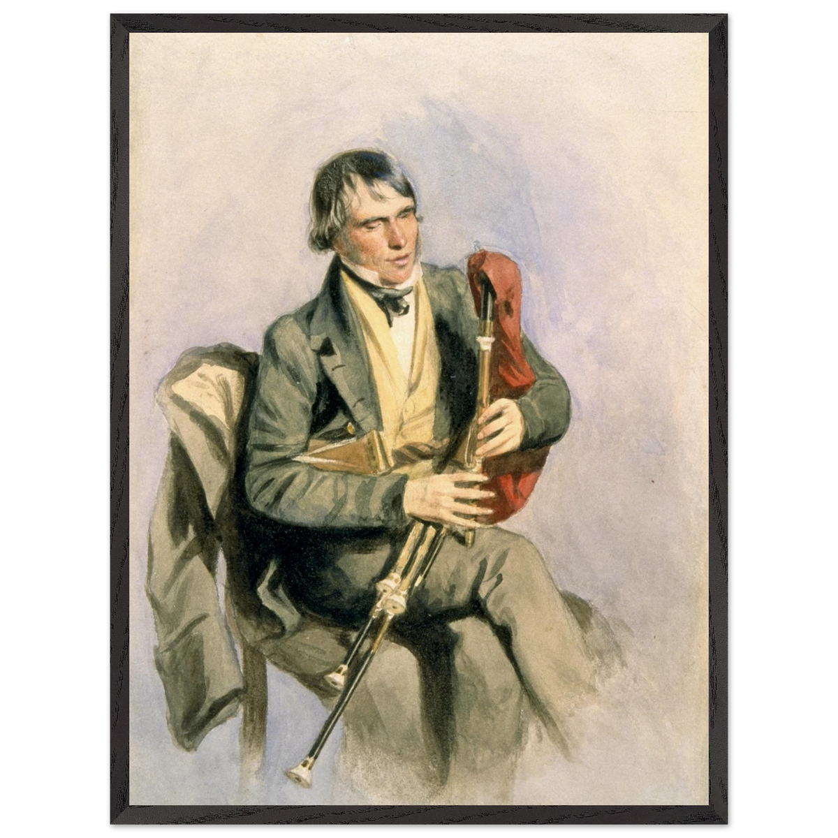 Paddy Conneely The Galway Piper in a slim black frame on a dark background