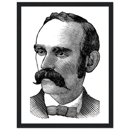 Portrait of Michael Davitt in a wide black frame, straight-on view