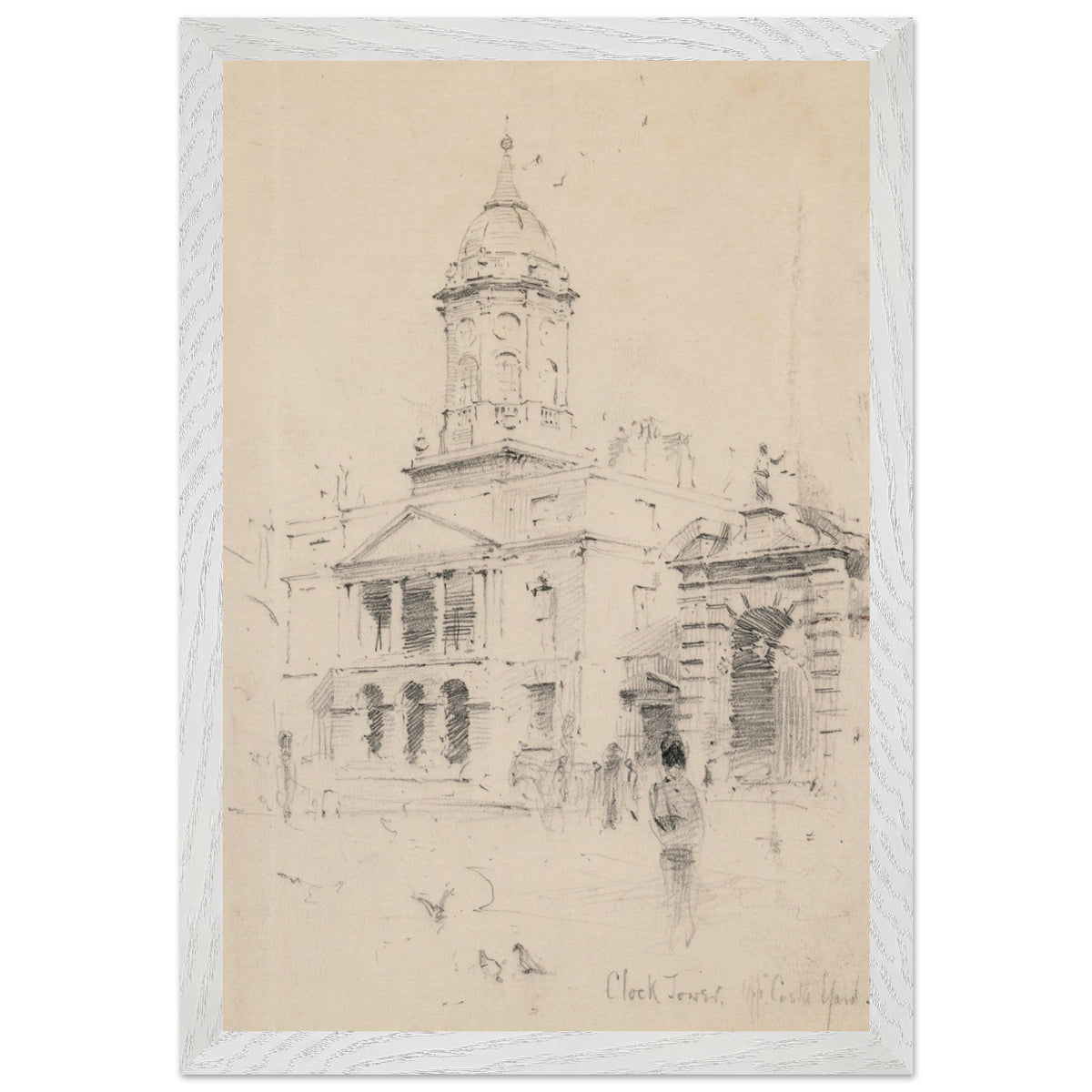 Rose Barton Bedford Tower Dublin Castle print in a textured white frame