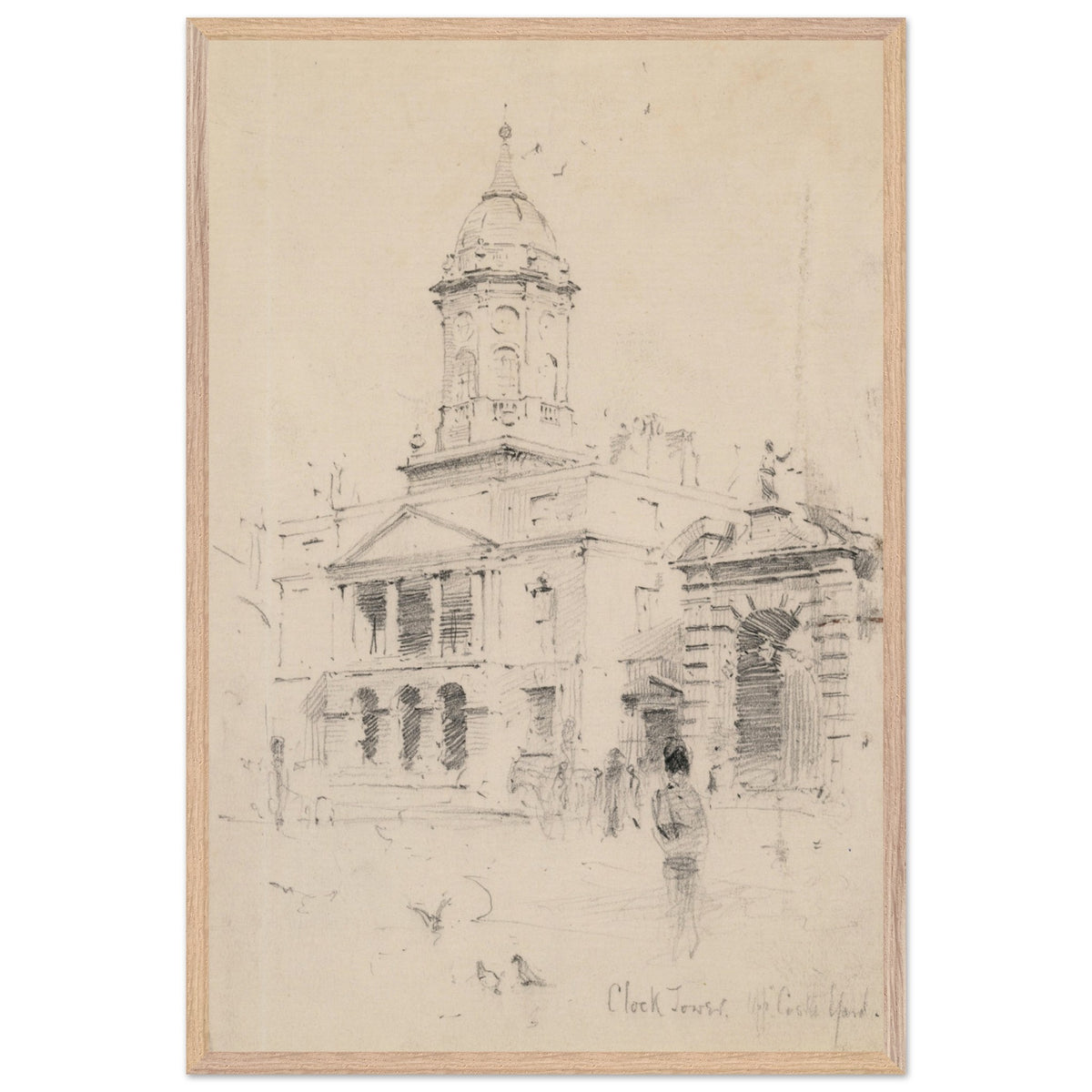 Rose Barton The Bedford Tower, Dublin Castle in a natural wood frame