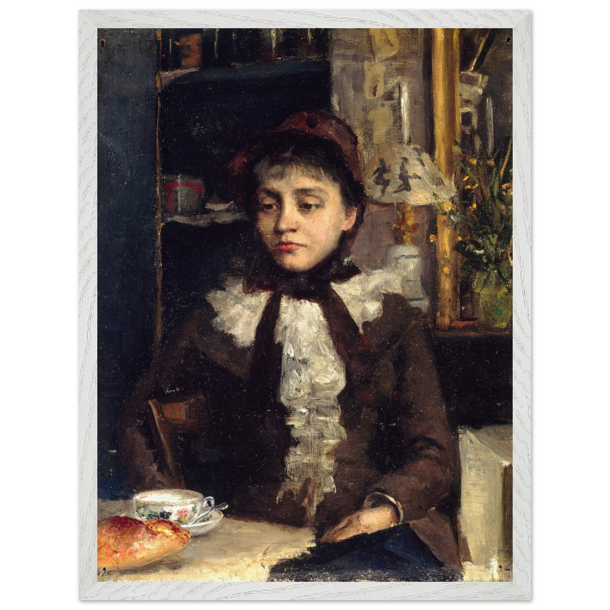Sarah Purser Le Petit Déjeuner in a slim white frame, front view