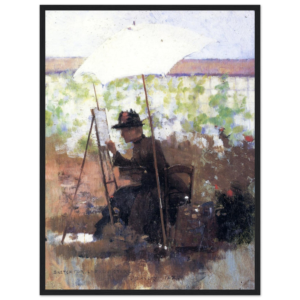 Sketch for A Pupil of Mine by Sir John Lavery art print in a black wooden frame