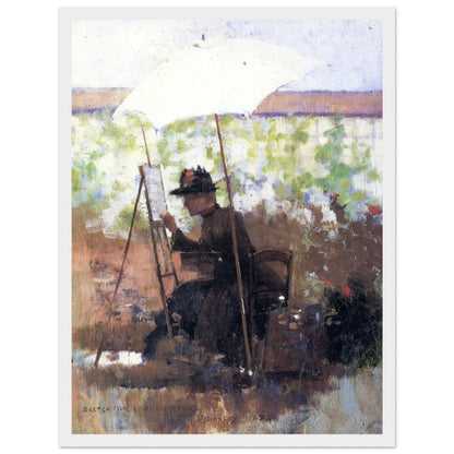 Sketch for A Pupil of Mine by Sir John Lavery art print in a white wooden frame