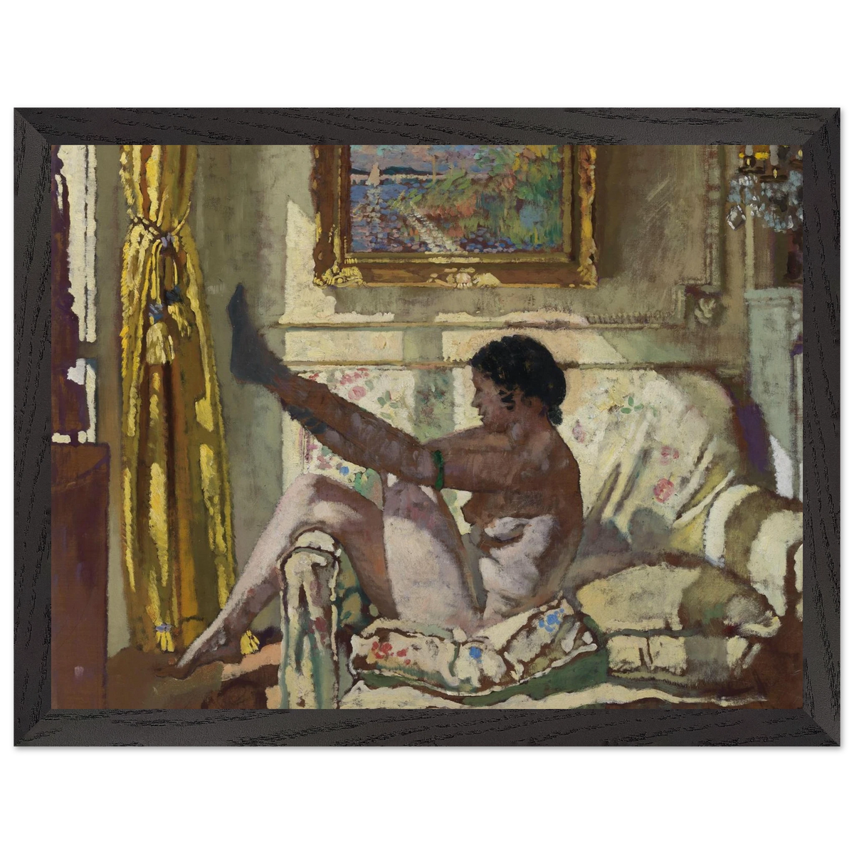 Sunlight by William Orpen in a black frame on a black background