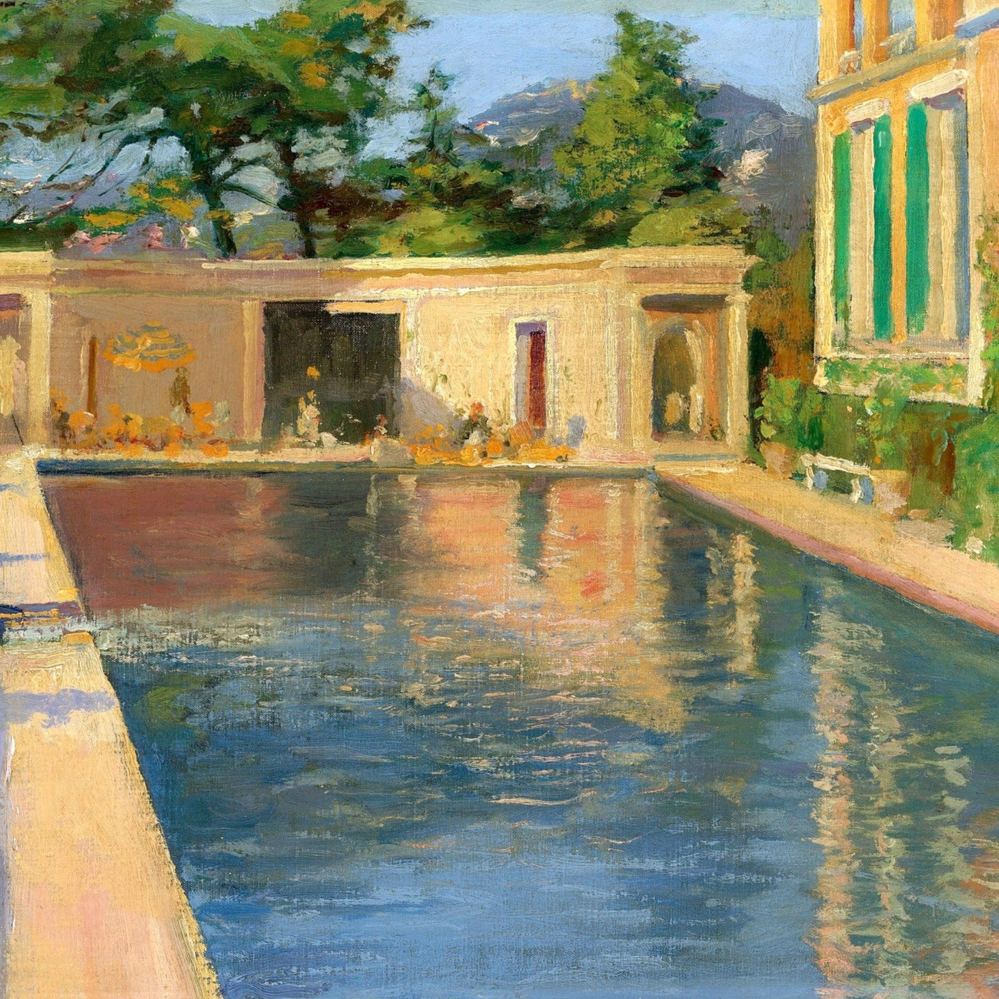 Swimming Pool, Southern France by Sir John Lavery, Impressionist leisure scene Collector’s Edition art print