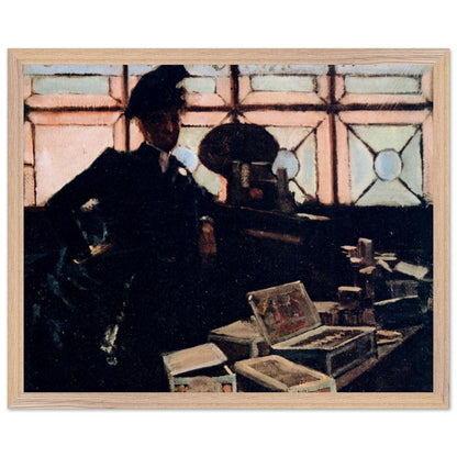 The Cigar Seller by Sir John Lavery in a natural oak frame