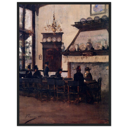 The Dutch Cocoa House by John Lavery print in a black wooden frame, straight-on view