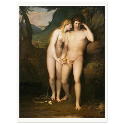 The Temptation of Adam by James Barry framed in white with a white mount