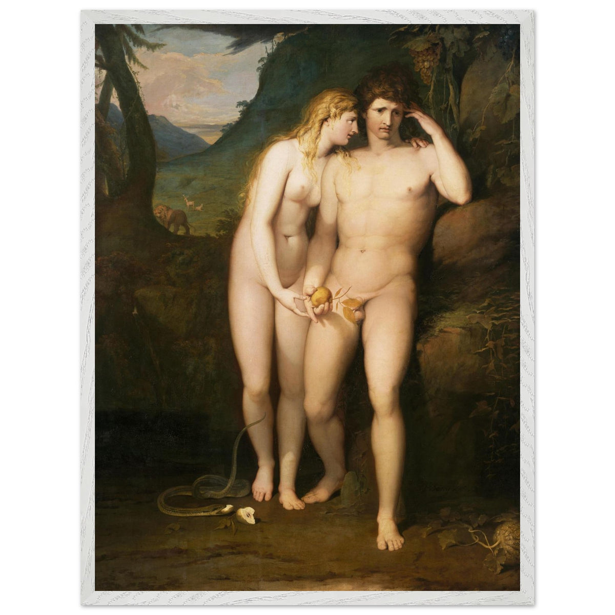 The Temptation of Adam by James Barry in a whitewashed wood frame