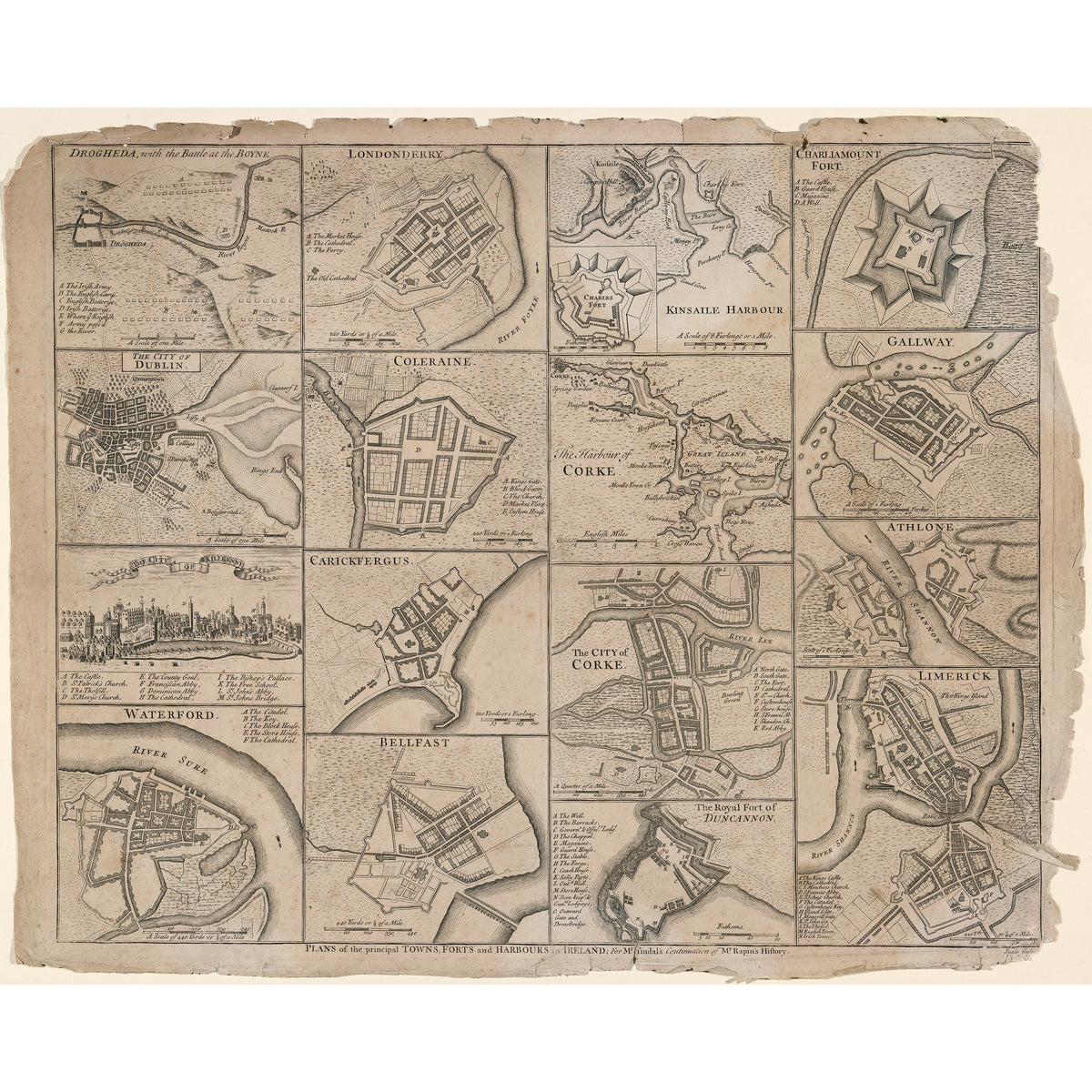 Plans of the Principal Towns, Forts and Harbours in Ireland, c.1748, engraved by Richard William Seale
