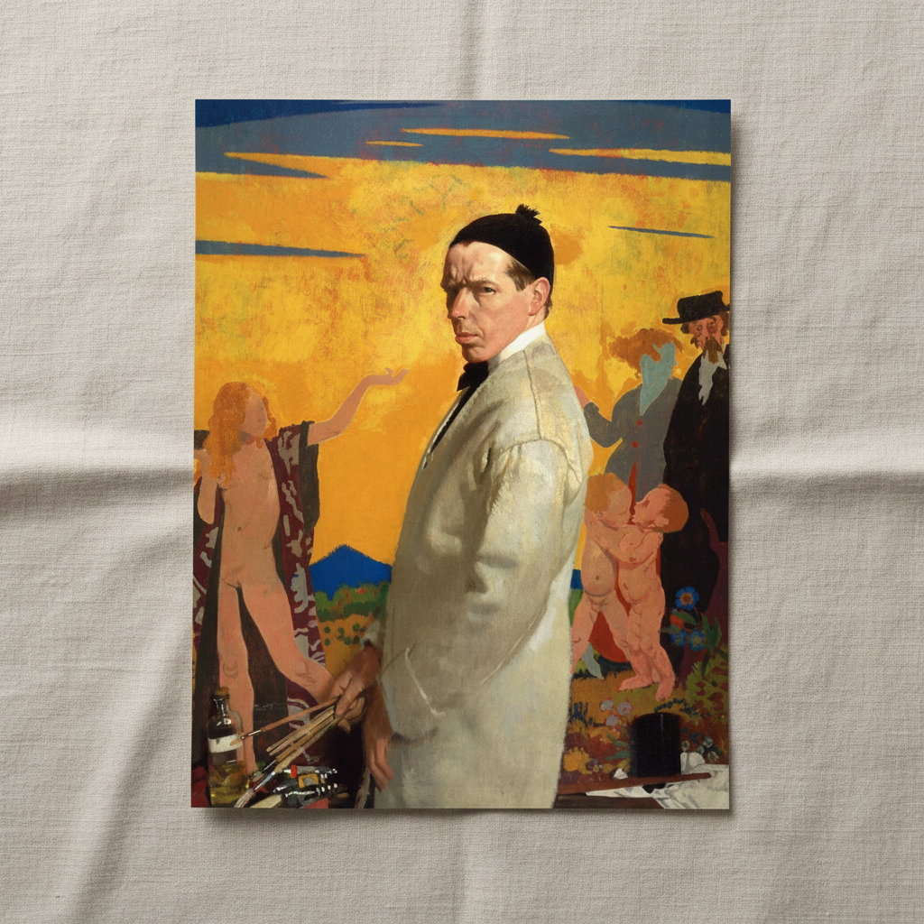 Sowing New Seed by William Orpen unframed print lying flat on crumpled linen