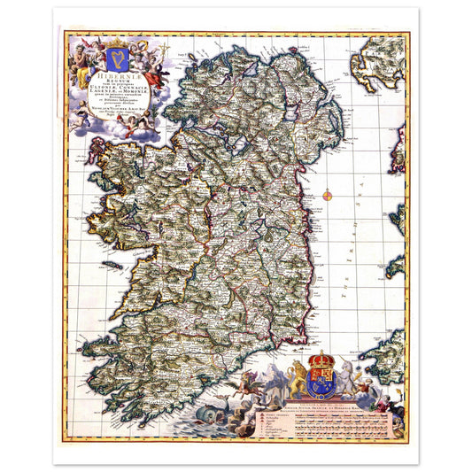 Map of Ireland 1689 by Nicolaes Visscher II – fine art print 40x50cm