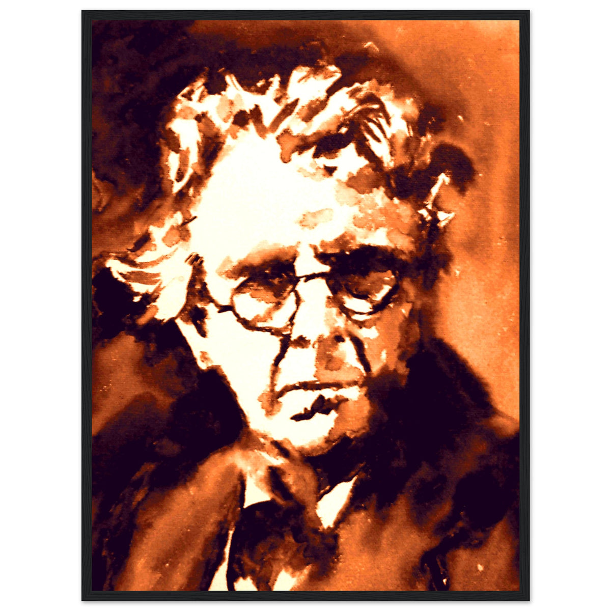 W. B. Yeats portrait print in a black frame
