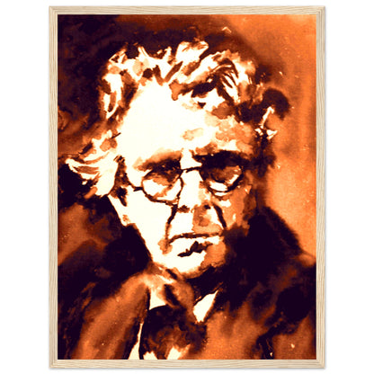 W. B. Yeats portrait print in a pale wood frame on a white background