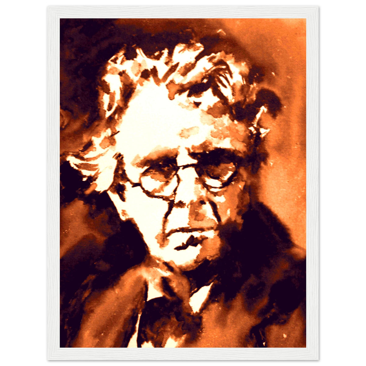 W. B. Yeats portrait print in a white frame
