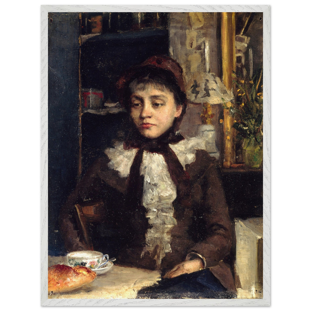 White-framed print of Le Petit Déjeuner by Sarah Henrietta Purser