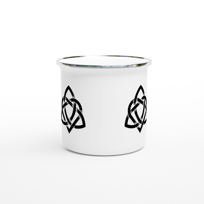 Black & White Celtic Design 12oz Enamel Mug – detail view | Buy Irish Art