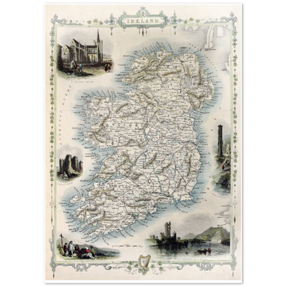 Old Map of Ireland – Vintage Antique Framed Print – view 7 | Buy Irish Art